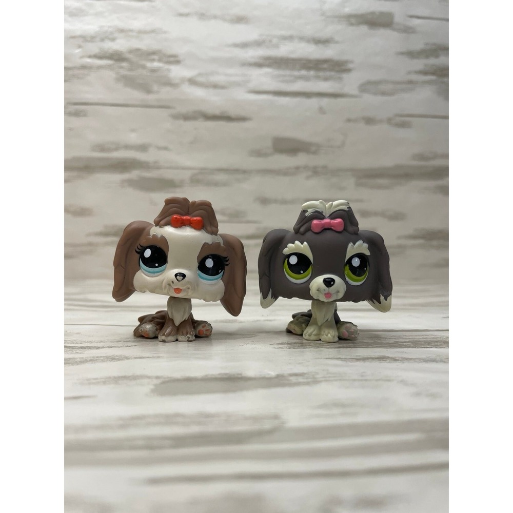 Littlest Pet Shop #2130 & #1523 Lhasa Apso Puppy Dog lot.